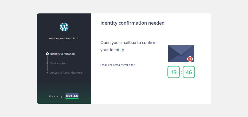 WordPress-Plugin Rublon Identitätsbestätigung 1